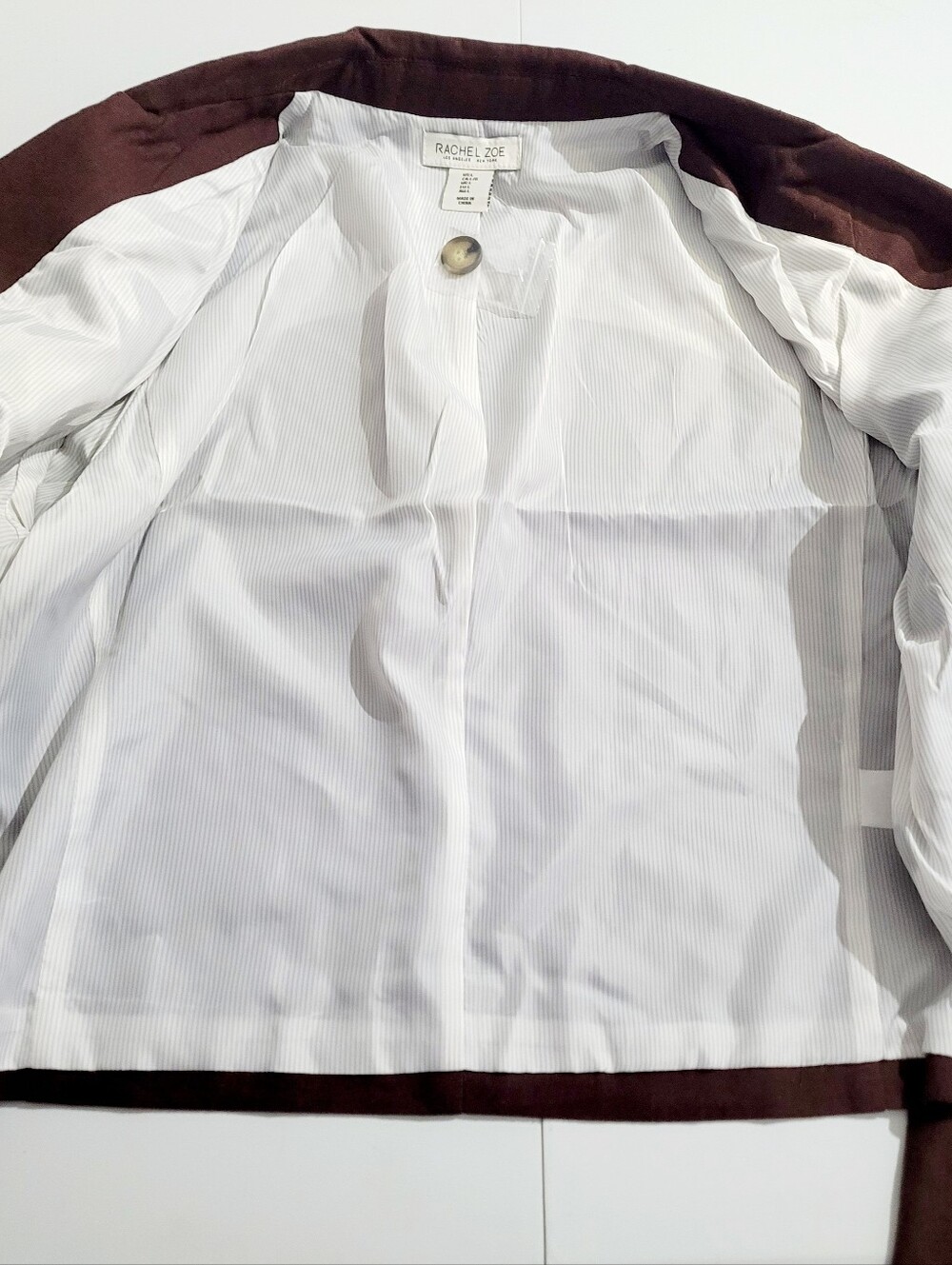 NEW Rachel Zoe Linen Blend Cropped Blazer Jacket Brown Women's Large Large NWT - Picture 8 of 12